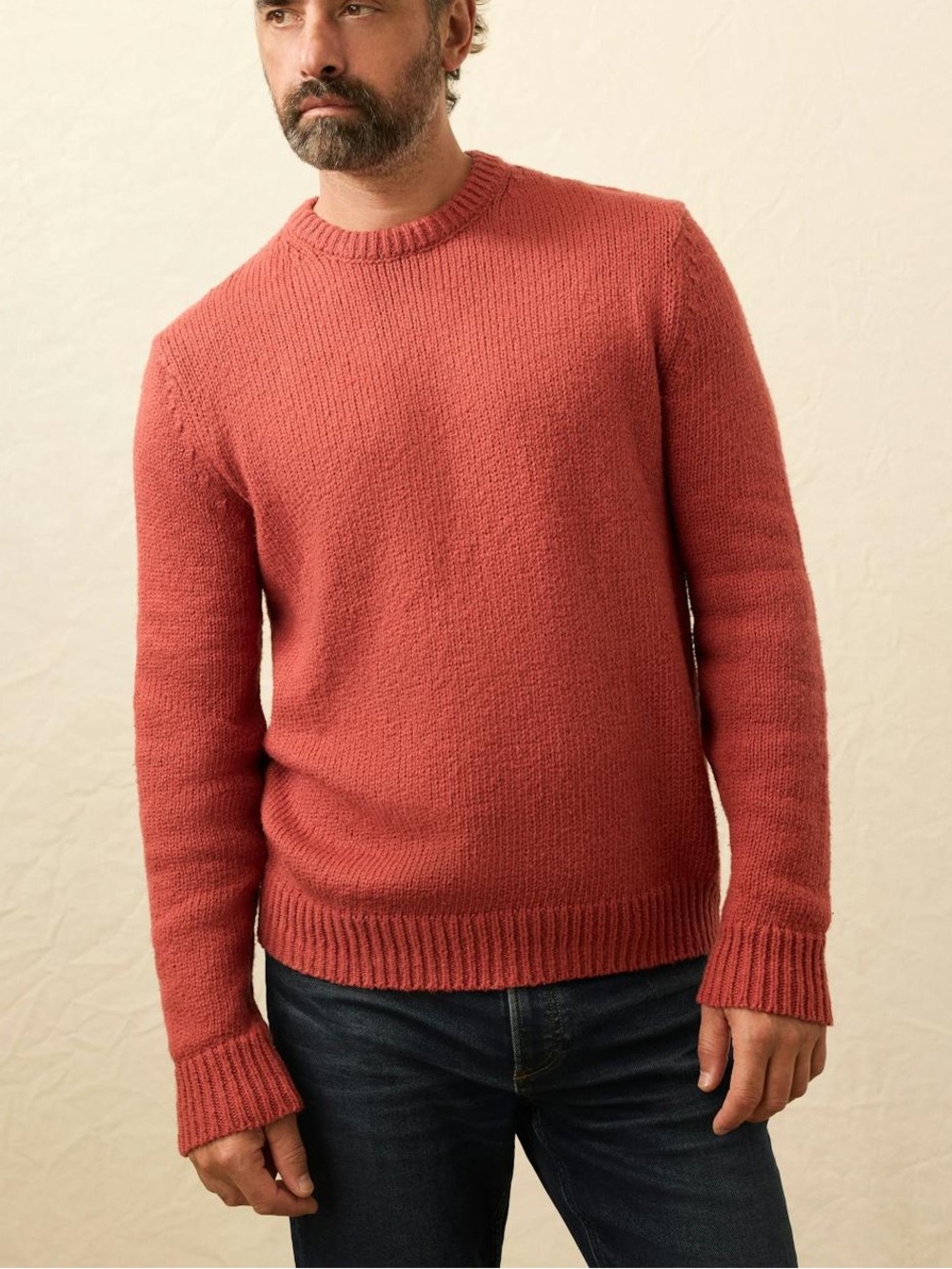 NWT Faherty Organic Cotton Heirloom Crewneck Sweater XXL Eclipse Red Terracotta
